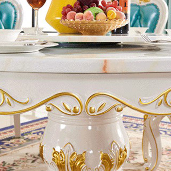 Victorian Style Stone Dining Table Round Dining Table with Wooden Base Clearhalo ' dining_table' 'Dining Tables & Seating' 'Dining Tables' 'furn' 'furn_dining_table' 'Furniture' 'furniture_dining_table' 'Kitchen & Dining Furniture' 'kitchen&dining_furn' 'kitchen' 'kitchen_dining_table' 4110879