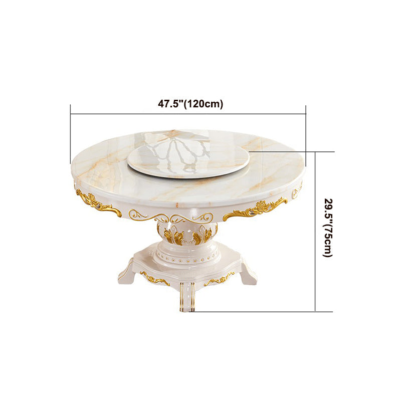 Victorian Style Stone Dining Table Round Dining Table with Wooden Base Clearhalo ' dining_table' 'Dining Tables & Seating' 'Dining Tables' 'furn' 'furn_dining_table' 'Furniture' 'furniture_dining_table' 'Kitchen & Dining Furniture' 'kitchen&dining_furn' 'kitchen' 'kitchen_dining_table' 4110882