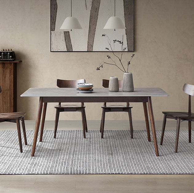 Solid Wood Mid-Century Modern Table Rectangle Sintered Stone Table for Dining Room Clearhalo ' dining_table' 'Dining Tables & Seating' 'Dining Tables' 'furn' 'furn_dining_table' 'Furniture' 'furniture_dining_table' 'Kitchen & Dining Furniture' 'kitchen&dining_furn' 'kitchen' 'kitchen_dining_table' 4110910