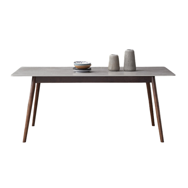 Solid Wood Mid-Century Modern Table Rectangle Sintered Stone Table for Dining Room Without Chairs Clearhalo ' dining_table' 'Dining Tables & Seating' 'Dining Tables' 'furn' 'furn_dining_table' 'Furniture' 'furniture_dining_table' 'Kitchen & Dining Furniture' 'kitchen&dining_furn' 'kitchen' 'kitchen_dining_table' 4110913