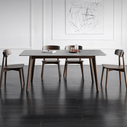 Solid Wood Mid-Century Modern Table Rectangle Sintered Stone Top Table for Dining Room Gray Without Chairs Clearhalo ' dining_table' 'Dining Tables & Seating' 'Dining Tables' 'furn' 'furn_dining_table' 'Furniture' 'furniture_dining_table' 'Kitchen & Dining Furniture' 'kitchen&dining_furn' 'kitchen' 'kitchen_dining_table' 4110922