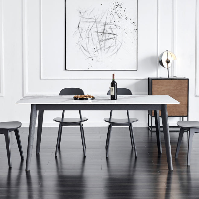 Solid Wood Mid-Century Modern Table Rectangle Sintered Stone Top Table for Dining Room Clearhalo ' dining_table' 'Dining Tables & Seating' 'Dining Tables' 'furn' 'furn_dining_table' 'Furniture' 'furniture_dining_table' 'Kitchen & Dining Furniture' 'kitchen&dining_furn' 'kitchen' 'kitchen_dining_table' 4110924