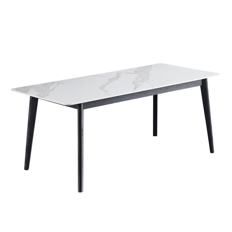 Solid Wood Mid-Century Modern Table Rectangle Sintered Stone Top Table for Dining Room White Without Chairs Clearhalo ' dining_table' 'Dining Tables & Seating' 'Dining Tables' 'furn' 'furn_dining_table' 'Furniture' 'furniture_dining_table' 'Kitchen & Dining Furniture' 'kitchen&dining_furn' 'kitchen' 'kitchen_dining_table' 4110926
