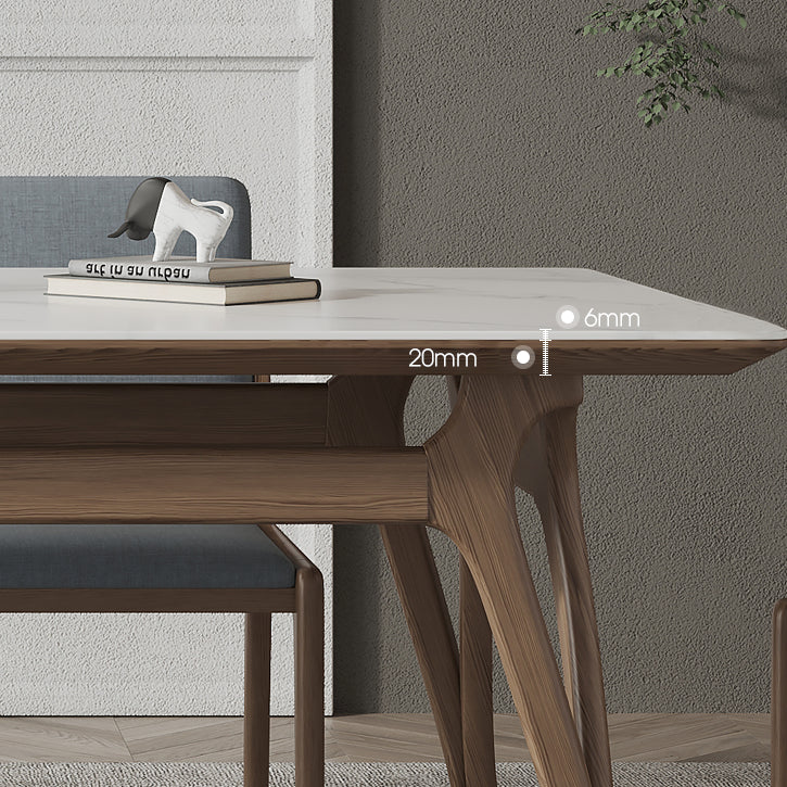 Sintered Stone Rectangle Dining Table White Stone Top Table with Wooden Base and 4 Legs Clearhalo ' dining_table' 'Dining Tables & Seating' 'Dining Tables' 'furn' 'furn_dining_table' 'Furniture' 'furniture_dining_table' 'Kitchen & Dining Furniture' 'kitchen&dining_furn' 'kitchen' 'kitchen_dining_table' 4110937