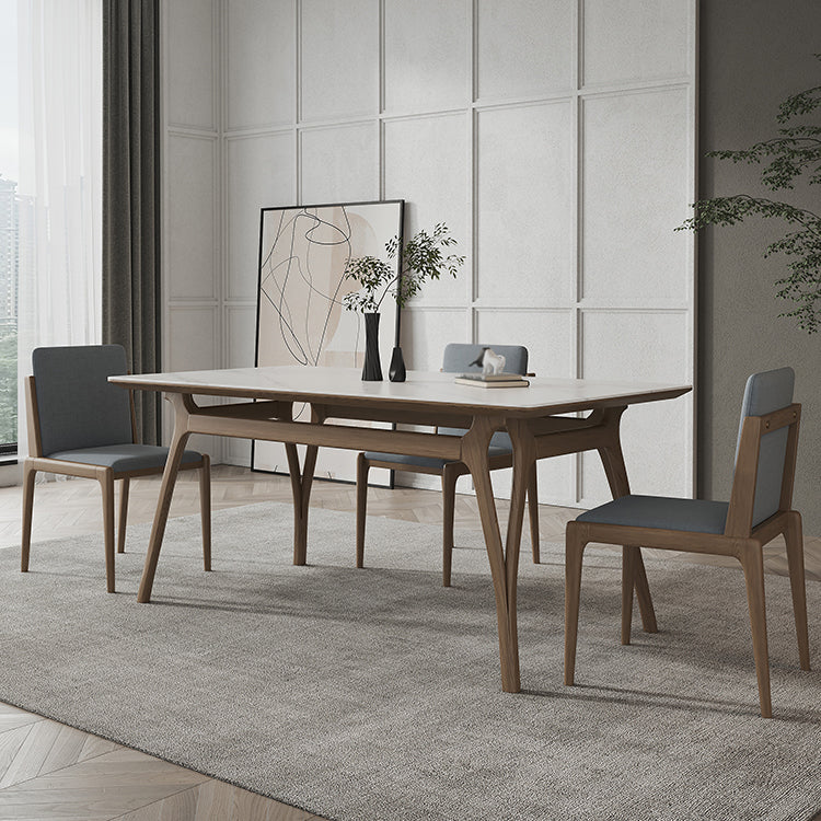 Sintered Stone Rectangle Dining Table White Stone Top Table with Wooden Base and 4 Legs Clearhalo ' dining_table' 'Dining Tables & Seating' 'Dining Tables' 'furn' 'furn_dining_table' 'Furniture' 'furniture_dining_table' 'Kitchen & Dining Furniture' 'kitchen&dining_furn' 'kitchen' 'kitchen_dining_table' 4110941