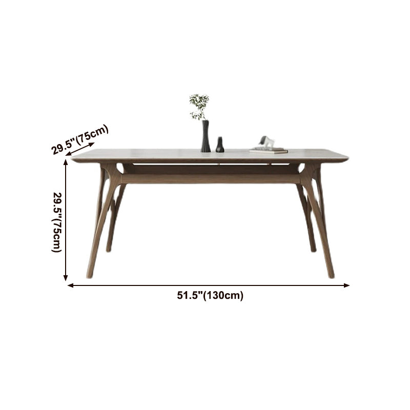 Sintered Stone Rectangle Dining Table White Stone Top Table with Wooden Base and 4 Legs Clearhalo ' dining_table' 'Dining Tables & Seating' 'Dining Tables' 'furn' 'furn_dining_table' 'Furniture' 'furniture_dining_table' 'Kitchen & Dining Furniture' 'kitchen&dining_furn' 'kitchen' 'kitchen_dining_table' 4110942