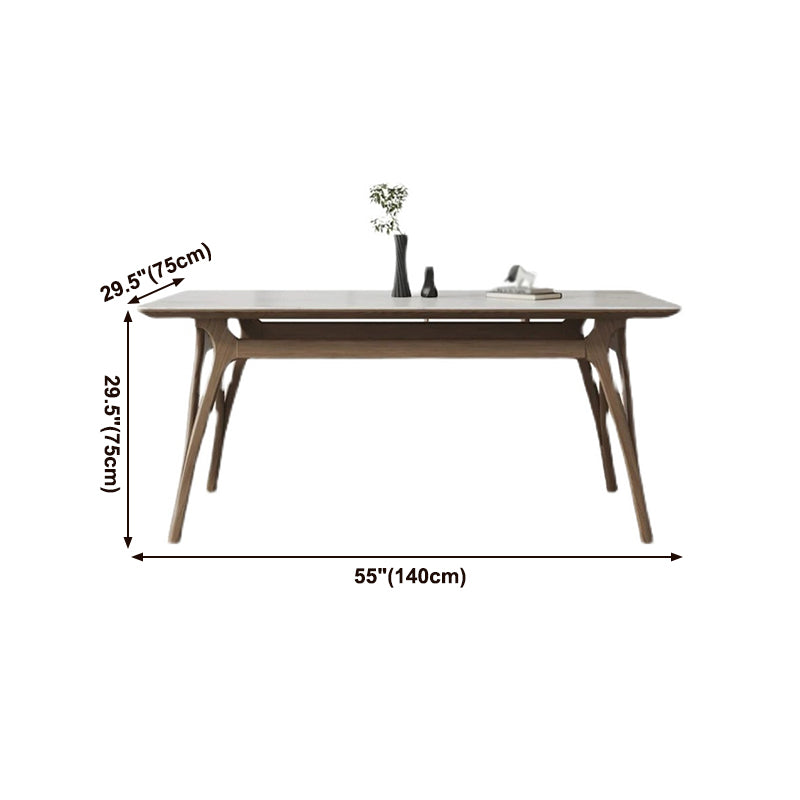 Sintered Stone Rectangle Dining Table White Stone Top Table with Wooden Base and 4 Legs Clearhalo ' dining_table' 'Dining Tables & Seating' 'Dining Tables' 'furn' 'furn_dining_table' 'Furniture' 'furniture_dining_table' 'Kitchen & Dining Furniture' 'kitchen&dining_furn' 'kitchen' 'kitchen_dining_table' 4110943