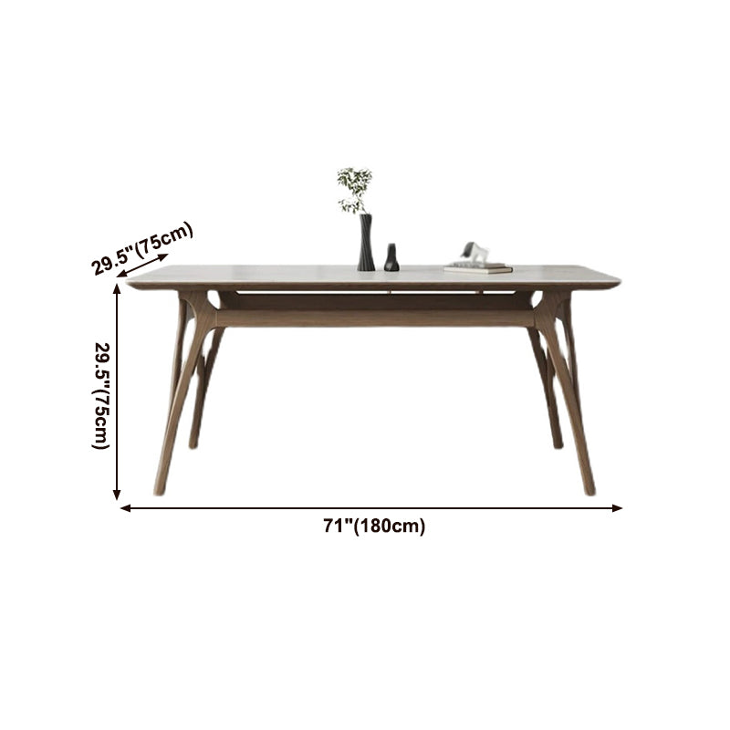 Sintered Stone Rectangle Dining Table White Stone Top Table with Wooden Base and 4 Legs Clearhalo ' dining_table' 'Dining Tables & Seating' 'Dining Tables' 'furn' 'furn_dining_table' 'Furniture' 'furniture_dining_table' 'Kitchen & Dining Furniture' 'kitchen&dining_furn' 'kitchen' 'kitchen_dining_table' 4110945