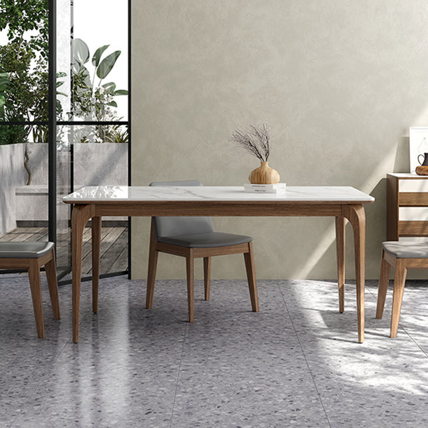 Rectangle White Tone Dining Table Sintered Stone Table Retro Modern with 4 Legs Clearhalo ' dining_table' 'Dining Tables & Seating' 'Dining Tables' 'furn' 'furn_dining_table' 'Furniture' 'furniture_dining_table' 'Kitchen & Dining Furniture' 'kitchen&dining_furn' 'kitchen' 'kitchen_dining_table' 4110947