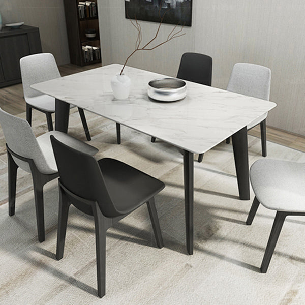 Sintered Stone White Dining Table Retro Modern 4 Legs Table for Dining Room Clearhalo ' dining_table' 'Dining Tables & Seating' 'Dining Tables' 'furn' 'furn_dining_table' 'Furniture' 'furniture_dining_table' 'Kitchen & Dining Furniture' 'kitchen&dining_furn' 'kitchen' 'kitchen_dining_table' 4110962