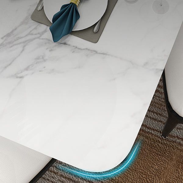 Sintered Stone White Dining Table Retro Modern 4 Legs Table for Dining Room Clearhalo ' dining_table' 'Dining Tables & Seating' 'Dining Tables' 'furn' 'furn_dining_table' 'Furniture' 'furniture_dining_table' 'Kitchen & Dining Furniture' 'kitchen&dining_furn' 'kitchen' 'kitchen_dining_table' 4110967