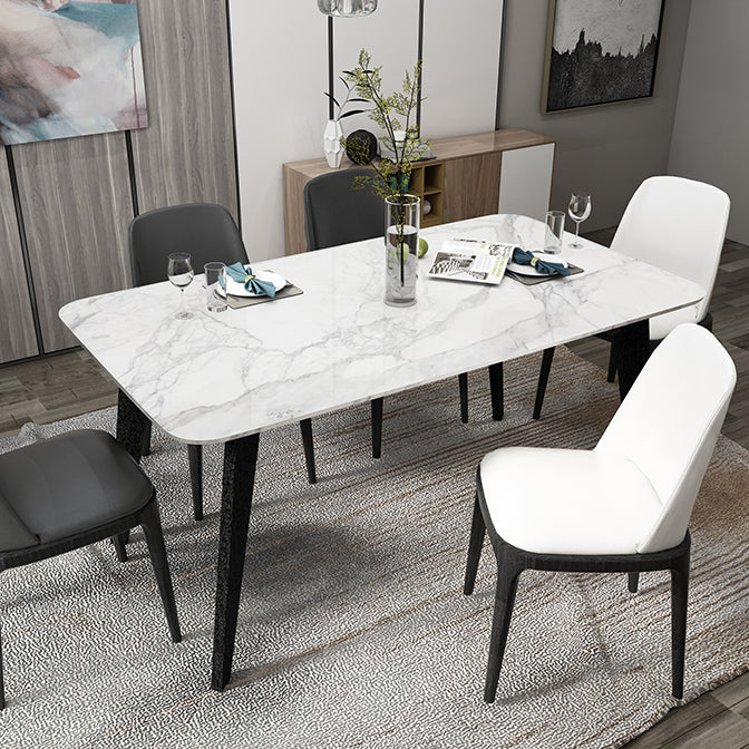 Sintered Stone White Dining Table Retro Modern 4 Legs Table for Dining Room Clearhalo ' dining_table' 'Dining Tables & Seating' 'Dining Tables' 'furn' 'furn_dining_table' 'Furniture' 'furniture_dining_table' 'Kitchen & Dining Furniture' 'kitchen&dining_furn' 'kitchen' 'kitchen_dining_table' 4110970