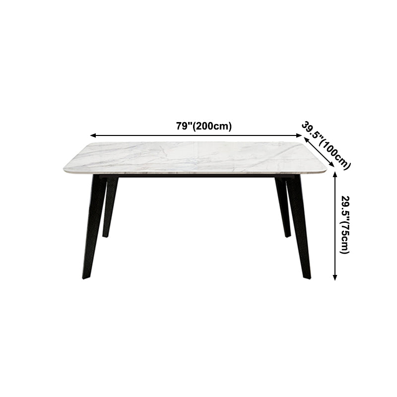 Sintered Stone White Dining Table Retro Modern 4 Legs Table for Dining Room Clearhalo ' dining_table' 'Dining Tables & Seating' 'Dining Tables' 'furn' 'furn_dining_table' 'Furniture' 'furniture_dining_table' 'Kitchen & Dining Furniture' 'kitchen&dining_furn' 'kitchen' 'kitchen_dining_table' 4110979