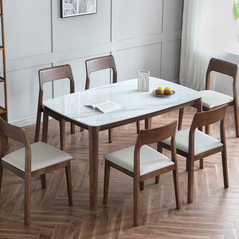 Rectangle 4 Legs Mid-Century Table White Fixed Table of Sintered Stone Clearhalo ' dining_table' 'Dining Tables & Seating' 'Dining Tables' 'furn' 'furn_dining_table' 'Furniture' 'furniture_dining_table' 'Kitchen & Dining Furniture' 'kitchen&dining_furn' 'kitchen' 'kitchen_dining_table' 4110980