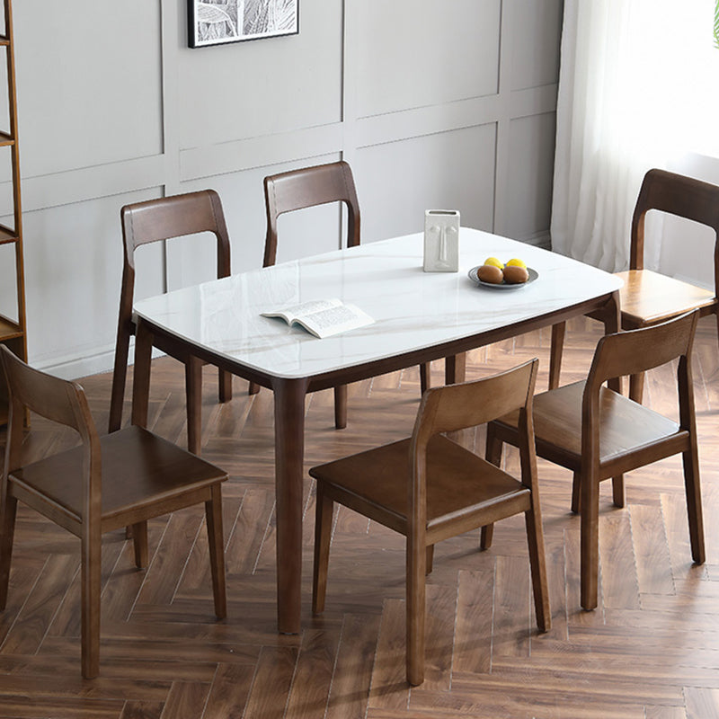 Rectangle 4 Legs Mid-Century Table White Fixed Table of Sintered Stone Clearhalo ' dining_table' 'Dining Tables & Seating' 'Dining Tables' 'furn' 'furn_dining_table' 'Furniture' 'furniture_dining_table' 'Kitchen & Dining Furniture' 'kitchen&dining_furn' 'kitchen' 'kitchen_dining_table' 4110982