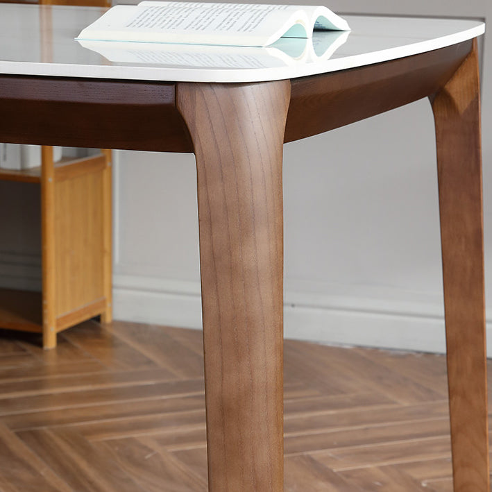 Rectangle 4 Legs Mid-Century Table White Fixed Table of Sintered Stone Clearhalo ' dining_table' 'Dining Tables & Seating' 'Dining Tables' 'furn' 'furn_dining_table' 'Furniture' 'furniture_dining_table' 'Kitchen & Dining Furniture' 'kitchen&dining_furn' 'kitchen' 'kitchen_dining_table' 4110983