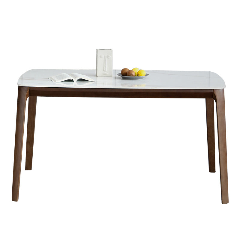 Rectangle 4 Legs Mid-Century Table White Fixed Table of Sintered Stone Without Chairs Clearhalo ' dining_table' 'Dining Tables & Seating' 'Dining Tables' 'furn' 'furn_dining_table' 'Furniture' 'furniture_dining_table' 'Kitchen & Dining Furniture' 'kitchen&dining_furn' 'kitchen' 'kitchen_dining_table' 4110984