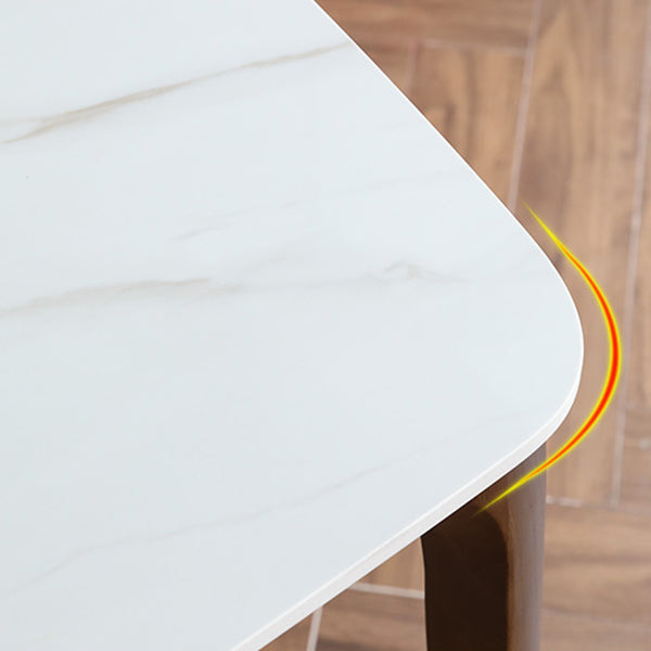 Rectangle 4 Legs Mid-Century Table White Fixed Table of Sintered Stone Clearhalo ' dining_table' 'Dining Tables & Seating' 'Dining Tables' 'furn' 'furn_dining_table' 'Furniture' 'furniture_dining_table' 'Kitchen & Dining Furniture' 'kitchen&dining_furn' 'kitchen' 'kitchen_dining_table' 4110985