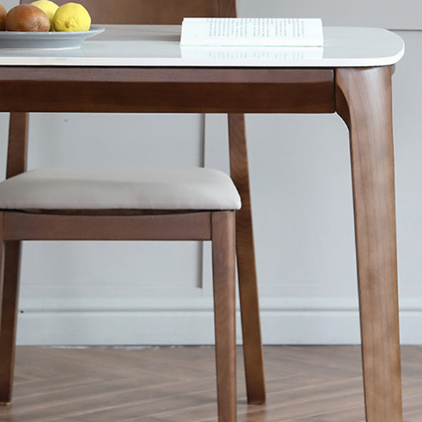 Rectangle 4 Legs Mid-Century Table White Fixed Table of Sintered Stone Clearhalo ' dining_table' 'Dining Tables & Seating' 'Dining Tables' 'furn' 'furn_dining_table' 'Furniture' 'furniture_dining_table' 'Kitchen & Dining Furniture' 'kitchen&dining_furn' 'kitchen' 'kitchen_dining_table' 4110988