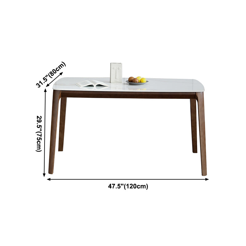 Rectangle 4 Legs Mid-Century Table White Fixed Table of Sintered Stone Clearhalo ' dining_table' 'Dining Tables & Seating' 'Dining Tables' 'furn' 'furn_dining_table' 'Furniture' 'furniture_dining_table' 'Kitchen & Dining Furniture' 'kitchen&dining_furn' 'kitchen' 'kitchen_dining_table' 4110993