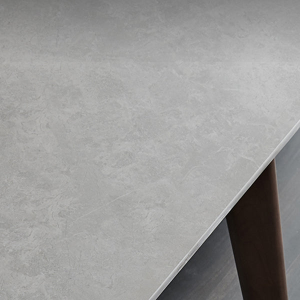 Mid-Century Modern Dining Table Gray Sintered Stone 4 Legs Dining Table with Wooden Base Clearhalo ' dining_table' 'Dining Tables & Seating' 'Dining Tables' 'furn' 'furn_dining_table' 'Furniture' 'furniture_dining_table' 'Kitchen & Dining Furniture' 'kitchen&dining_furn' 'kitchen' 'kitchen_dining_table' 4110999