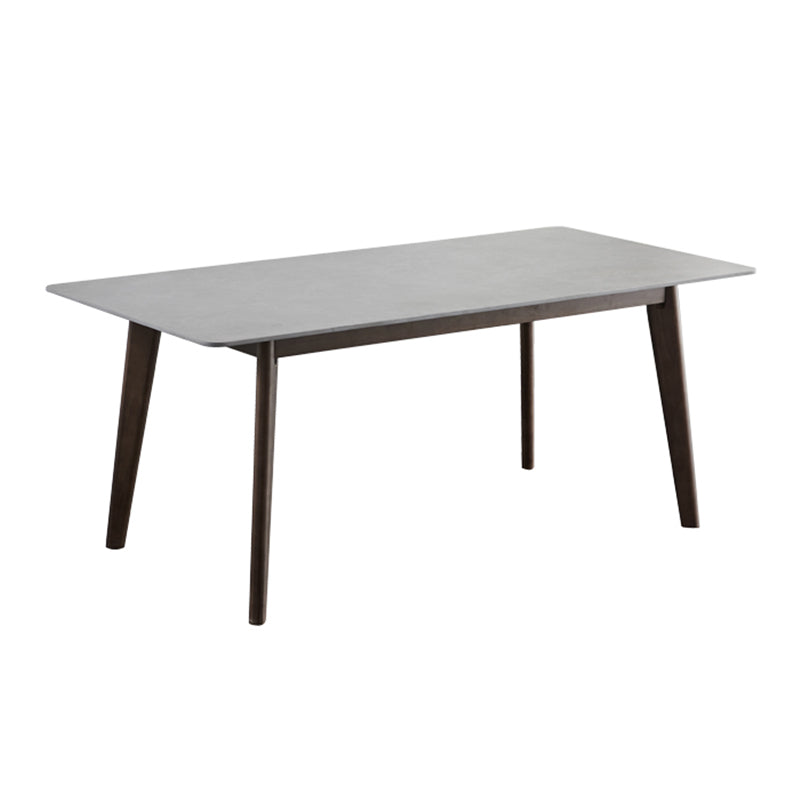 Mid-Century Modern Dining Table Gray Sintered Stone 4 Legs Dining Table with Wooden Base Without Chairs Clearhalo ' dining_table' 'Dining Tables & Seating' 'Dining Tables' 'furn' 'furn_dining_table' 'Furniture' 'furniture_dining_table' 'Kitchen & Dining Furniture' 'kitchen&dining_furn' 'kitchen' 'kitchen_dining_table' 4111001