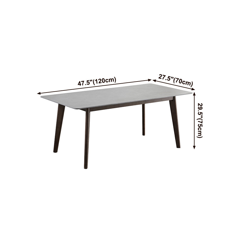 Mid-Century Modern Dining Table Gray Sintered Stone 4 Legs Dining Table with Wooden Base Clearhalo ' dining_table' 'Dining Tables & Seating' 'Dining Tables' 'furn' 'furn_dining_table' 'Furniture' 'furniture_dining_table' 'Kitchen & Dining Furniture' 'kitchen&dining_furn' 'kitchen' 'kitchen_dining_table' 4111003