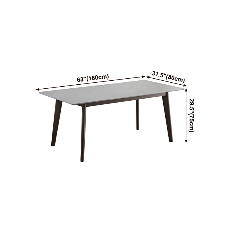 Mid-Century Modern Dining Table Gray Sintered Stone 4 Legs Dining Table with Wooden Base Clearhalo ' dining_table' 'Dining Tables & Seating' 'Dining Tables' 'furn' 'furn_dining_table' 'Furniture' 'furniture_dining_table' 'Kitchen & Dining Furniture' 'kitchen&dining_furn' 'kitchen' 'kitchen_dining_table' 4111005