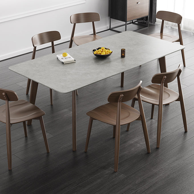 Mid-Century Modern Dining Table Rectangle Sintered Stone Dining Table with Wood Base Clearhalo ' dining_table' 'Dining Tables & Seating' 'Dining Tables' 'furn' 'furn_dining_table' 'Furniture' 'furniture_dining_table' 'Kitchen & Dining Furniture' 'kitchen&dining_furn' 'kitchen' 'kitchen_dining_table' 4111006