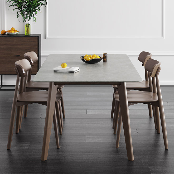 Mid-Century Modern Dining Table Rectangle Sintered Stone Dining Table with Wood Base Clearhalo ' dining_table' 'Dining Tables & Seating' 'Dining Tables' 'furn' 'furn_dining_table' 'Furniture' 'furniture_dining_table' 'Kitchen & Dining Furniture' 'kitchen&dining_furn' 'kitchen' 'kitchen_dining_table' 4111007