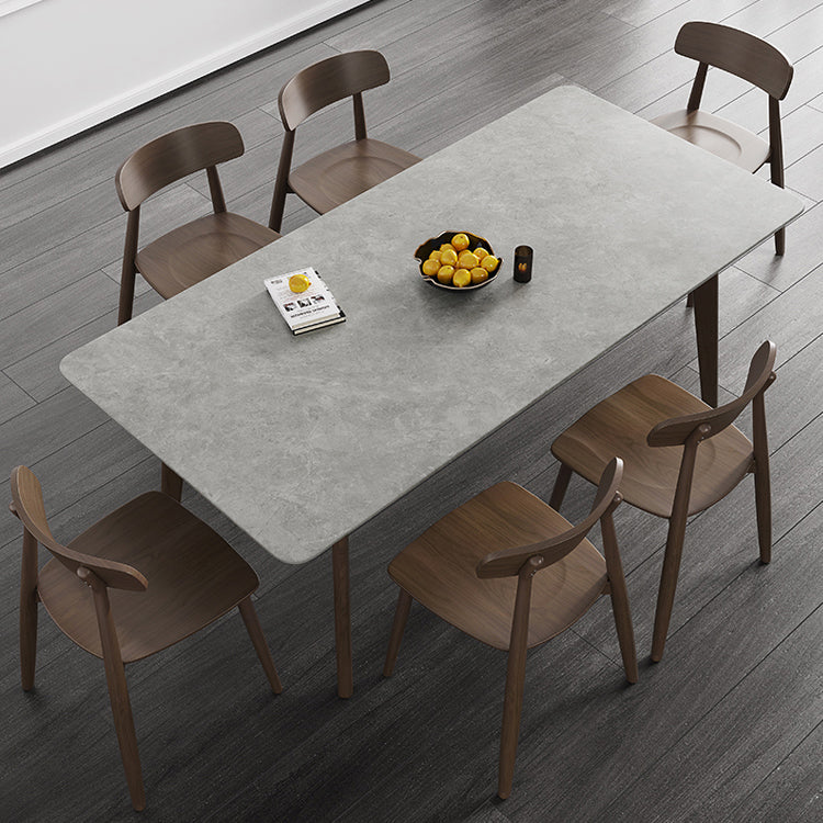 Mid-Century Modern Dining Table Rectangle Sintered Stone Dining Table with Wood Base Clearhalo ' dining_table' 'Dining Tables & Seating' 'Dining Tables' 'furn' 'furn_dining_table' 'Furniture' 'furniture_dining_table' 'Kitchen & Dining Furniture' 'kitchen&dining_furn' 'kitchen' 'kitchen_dining_table' 4111015