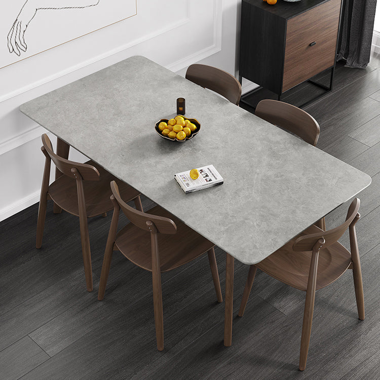 Mid-Century Modern Dining Table Rectangle Sintered Stone Dining Table with Wood Base Clearhalo ' dining_table' 'Dining Tables & Seating' 'Dining Tables' 'furn' 'furn_dining_table' 'Furniture' 'furniture_dining_table' 'Kitchen & Dining Furniture' 'kitchen&dining_furn' 'kitchen' 'kitchen_dining_table' 4111016