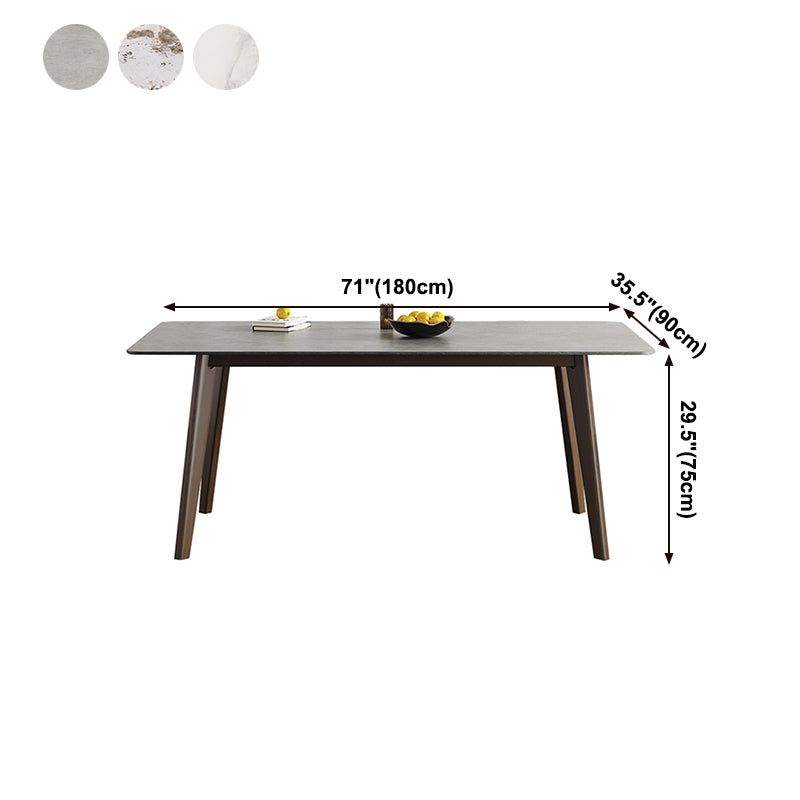 Mid-Century Modern Dining Table Rectangle Sintered Stone Dining Table with Wood Base Clearhalo ' dining_table' 'Dining Tables & Seating' 'Dining Tables' 'furn' 'furn_dining_table' 'Furniture' 'furniture_dining_table' 'Kitchen & Dining Furniture' 'kitchen&dining_furn' 'kitchen' 'kitchen_dining_table' 4111023