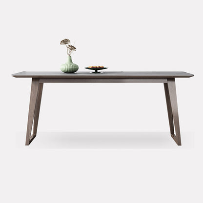 Mid-Century Modern Dining Table Gray Sintered Stone Dining Table with Wood Base Without Chairs Clearhalo ' dining_table' 'Dining Tables & Seating' 'Dining Tables' 'furn' 'furn_dining_table' 'Furniture' 'furniture_dining_table' 'Kitchen & Dining Furniture' 'kitchen&dining_furn' 'kitchen' 'kitchen_dining_table' 4111028
