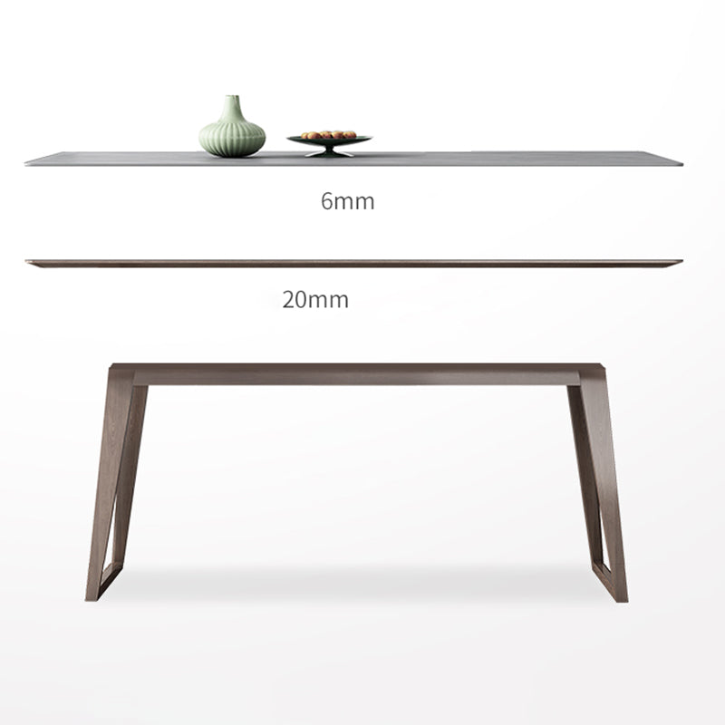 Mid-Century Modern Dining Table Gray Sintered Stone Dining Table with Wood Base Clearhalo ' dining_table' 'Dining Tables & Seating' 'Dining Tables' 'furn' 'furn_dining_table' 'Furniture' 'furniture_dining_table' 'Kitchen & Dining Furniture' 'kitchen&dining_furn' 'kitchen' 'kitchen_dining_table' 4111029