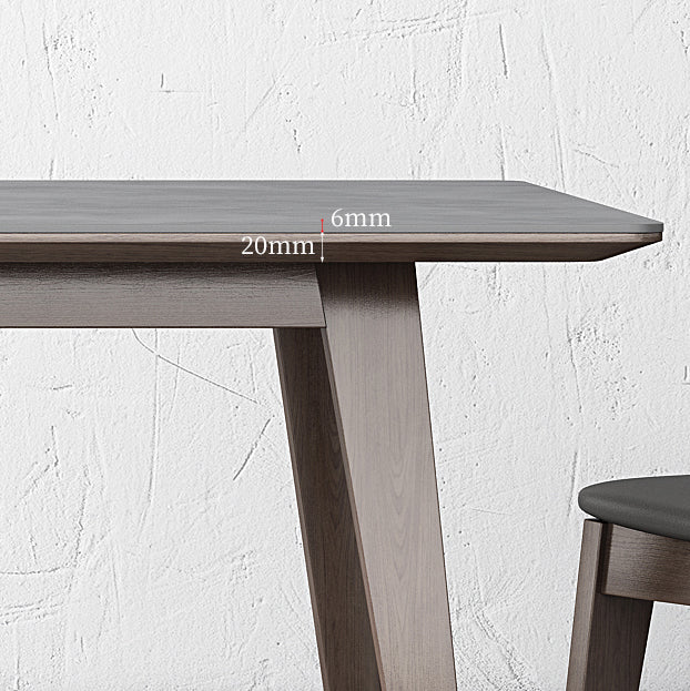 Mid-Century Modern Dining Table Gray Sintered Stone Dining Table with Wood Base Clearhalo ' dining_table' 'Dining Tables & Seating' 'Dining Tables' 'furn' 'furn_dining_table' 'Furniture' 'furniture_dining_table' 'Kitchen & Dining Furniture' 'kitchen&dining_furn' 'kitchen' 'kitchen_dining_table' 4111031