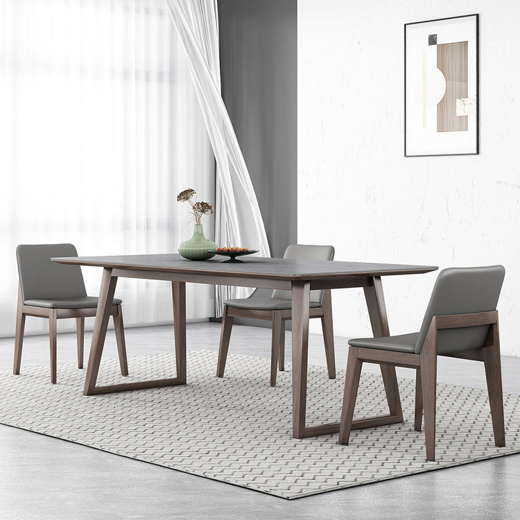 Mid-Century Modern Dining Table Gray Sintered Stone Dining Table with Wood Base Clearhalo ' dining_table' 'Dining Tables & Seating' 'Dining Tables' 'furn' 'furn_dining_table' 'Furniture' 'furniture_dining_table' 'Kitchen & Dining Furniture' 'kitchen&dining_furn' 'kitchen' 'kitchen_dining_table' 4111034