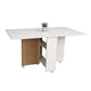 Artificial Foldable Wooden Top Table Extendable Rectangle Table with Storage Trestle Base White Clearhalo ' dining_table' 'Dining Tables & Seating' 'Dining Tables' 'Furniture' 'furniture_dining_table' 'Kitchen & Dining Furniture' 'kitchen&dining_furn' 'kitchen' 'kitchen_dining_table' 4111043