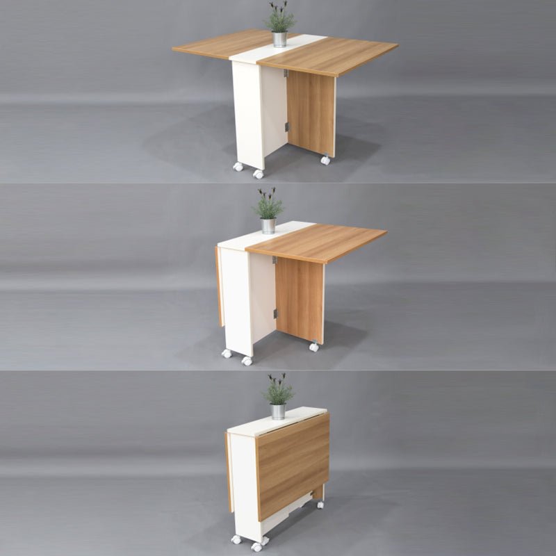 Artificial Foldable Wooden Top Table Extendable Rectangle Table with Storage Trestle Base Clearhalo ' dining_table' 'Dining Tables & Seating' 'Dining Tables' 'Furniture' 'furniture_dining_table' 'Kitchen & Dining Furniture' 'kitchen&dining_furn' 'kitchen' 'kitchen_dining_table' 4111051