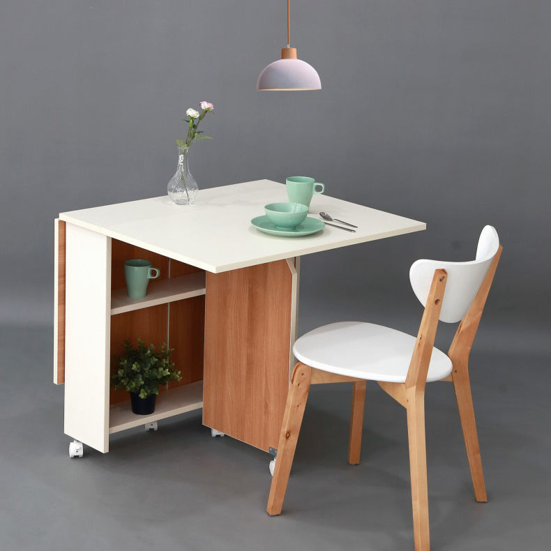 Artificial Foldable Wooden Top Table Extendable Rectangle Table with Storage Trestle Base Clearhalo ' dining_table' 'Dining Tables & Seating' 'Dining Tables' 'Furniture' 'furniture_dining_table' 'Kitchen & Dining Furniture' 'kitchen&dining_furn' 'kitchen' 'kitchen_dining_table' 4111056