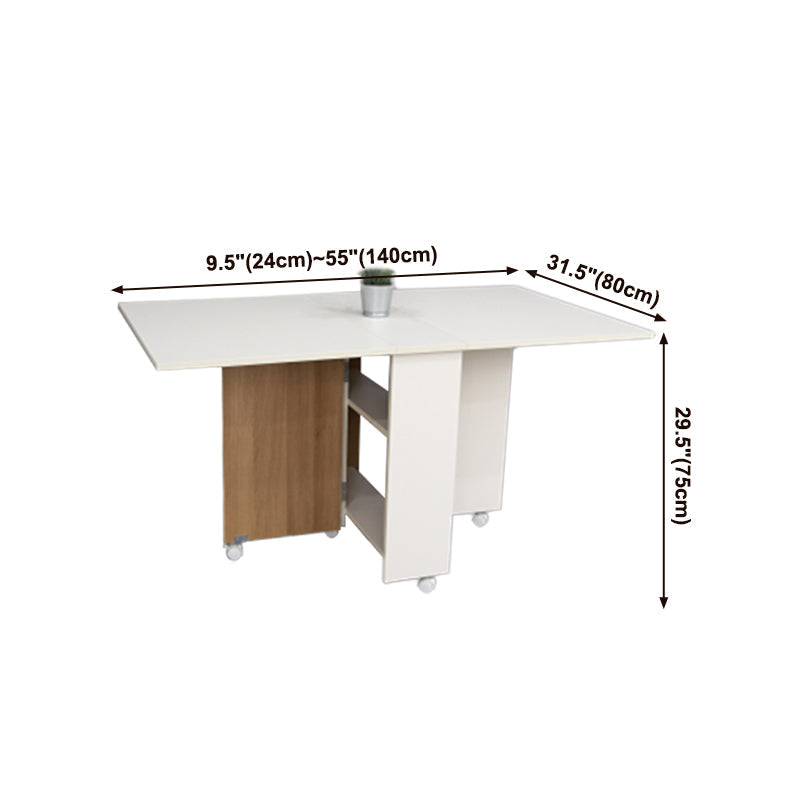 Artificial Foldable Wooden Top Table Extendable Rectangle Table with Storage Trestle Base Clearhalo ' dining_table' 'Dining Tables & Seating' 'Dining Tables' 'Furniture' 'furniture_dining_table' 'Kitchen & Dining Furniture' 'kitchen&dining_furn' 'kitchen' 'kitchen_dining_table' 4111058
