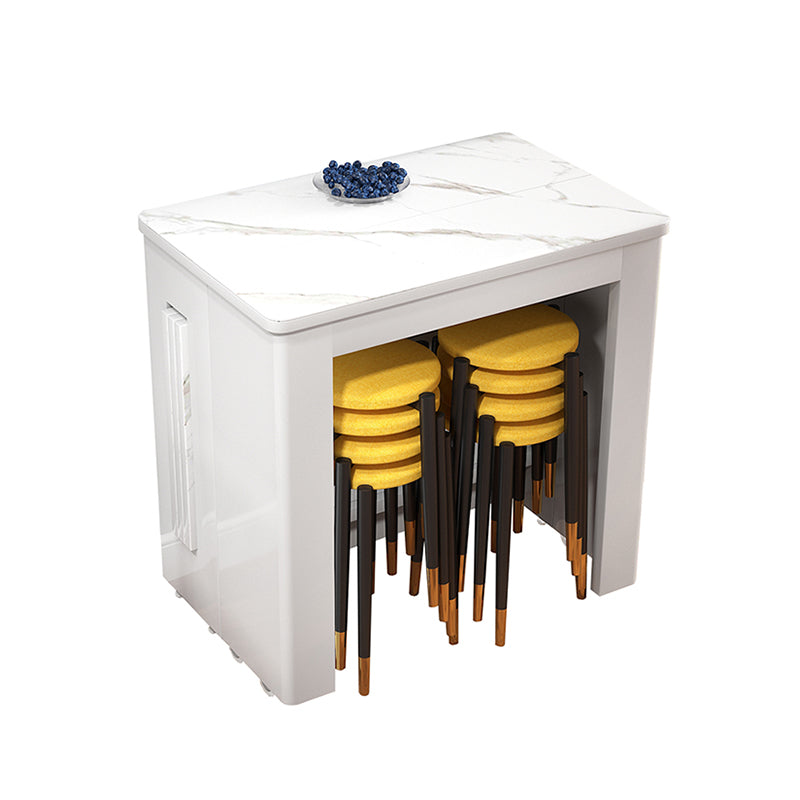 73'' Artificial Foldable Dining Table Extendable Rectangle Table with 5 Legs Stone White Without Chairs Clearhalo ' dining_table' 'Dining Tables & Seating' 'Dining Tables' 'furn' 'furn_dining_table' 'Furniture' 'furniture_dining_table' 'Kitchen & Dining Furniture' 'kitchen&dining_furn' 'kitchen' 'kitchen_dining_table' 4111061