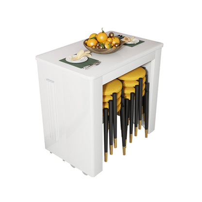 73'' Artificial Foldable Dining Table Extendable Rectangle Table with 5 Legs Wood White Without Chairs Clearhalo ' dining_table' 'Dining Tables & Seating' 'Dining Tables' 'furn' 'furn_dining_table' 'Furniture' 'furniture_dining_table' 'Kitchen & Dining Furniture' 'kitchen&dining_furn' 'kitchen' 'kitchen_dining_table' 4111064