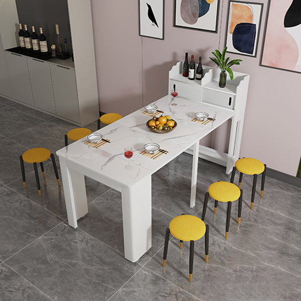 73'' Artificial Foldable Dining Table Extendable Rectangle Table with 5 Legs Clearhalo ' dining_table' 'Dining Tables & Seating' 'Dining Tables' 'furn' 'furn_dining_table' 'Furniture' 'furniture_dining_table' 'Kitchen & Dining Furniture' 'kitchen&dining_furn' 'kitchen' 'kitchen_dining_table' 4111072