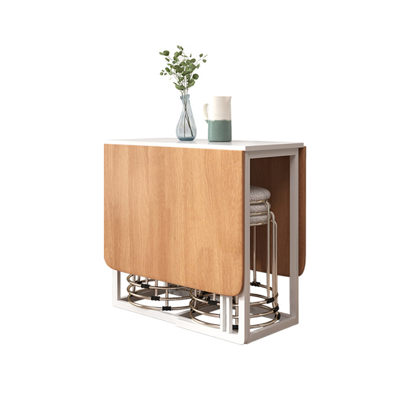 Artificial Wooden Top Foldable Table Extendable Rectangle Table with Trestle Base Natural Without Chairs Clearhalo ' dining_table' 'Dining Tables & Seating' 'Dining Tables' 'furn' 'furn_dining_table' 'Furniture' 'furniture_dining_table' 'Kitchen & Dining Furniture' 'kitchen&dining_furn' 'kitchen' 'kitchen_dining_table' 4111080