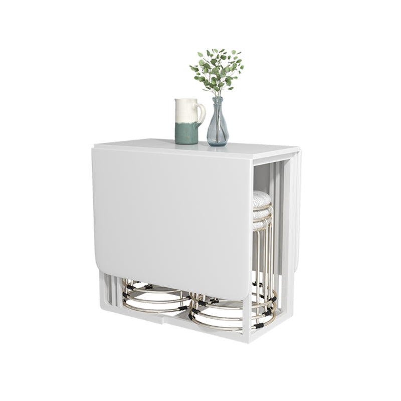 Artificial Wooden Top Foldable Table Extendable Rectangle Table with Trestle Base White Without Chairs Clearhalo ' dining_table' 'Dining Tables & Seating' 'Dining Tables' 'furn' 'furn_dining_table' 'Furniture' 'furniture_dining_table' 'Kitchen & Dining Furniture' 'kitchen&dining_furn' 'kitchen' 'kitchen_dining_table' 4111081