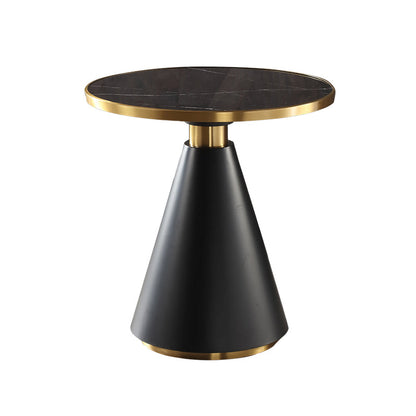 Round Stone Dining Table Traditional Luxury Dining Room Collection with Pedestal Base Black Without Chairs Clearhalo ' dining_table' 'Dining Tables & Seating' 'Dining Tables' 'furn' 'furn_dining_table' 'Furniture' 'furniture_dining_table' 'Kitchen & Dining Furniture' 'kitchen&dining_furn' 'kitchen' 'kitchen_dining_table' 4111095