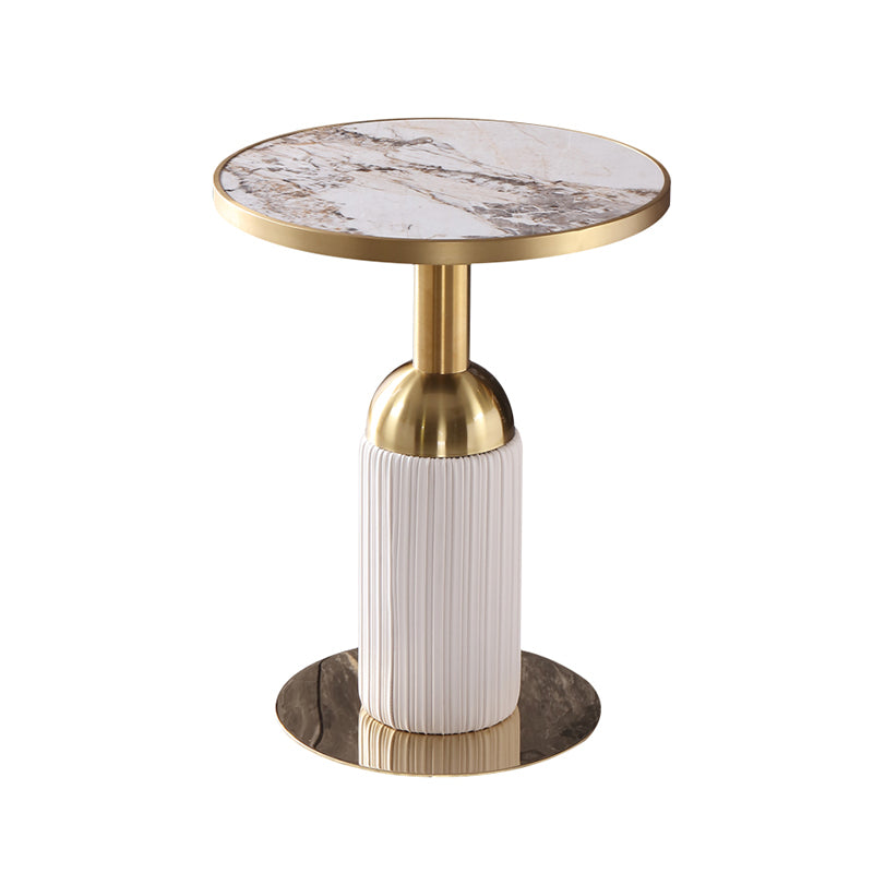 Round Stone Dining Table Traditional Luxury Dining Room Collection with Pedestal Base Pandora & Gold Without Chairs Clearhalo ' dining_table' 'Dining Tables & Seating' 'Dining Tables' 'furn' 'furn_dining_table' 'Furniture' 'furniture_dining_table' 'Kitchen & Dining Furniture' 'kitchen&dining_furn' 'kitchen' 'kitchen_dining_table' 4111096