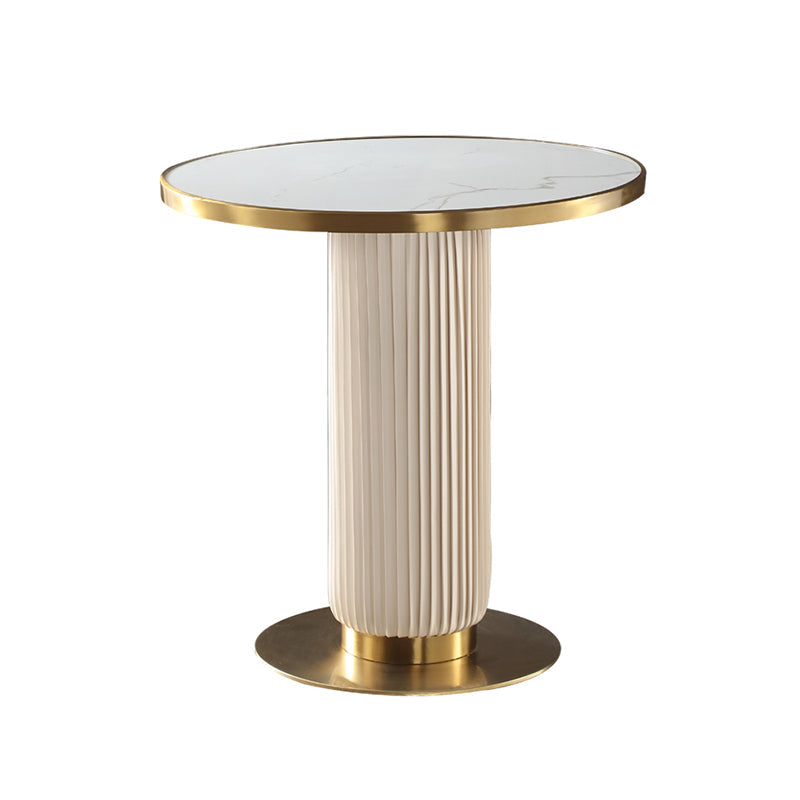 Round Stone Dining Table Traditional Luxury Dining Room Collection with Pedestal Base White-Gold Without Chairs Clearhalo ' dining_table' 'Dining Tables & Seating' 'Dining Tables' 'furn' 'furn_dining_table' 'Furniture' 'furniture_dining_table' 'Kitchen & Dining Furniture' 'kitchen&dining_furn' 'kitchen' 'kitchen_dining_table' 4111098