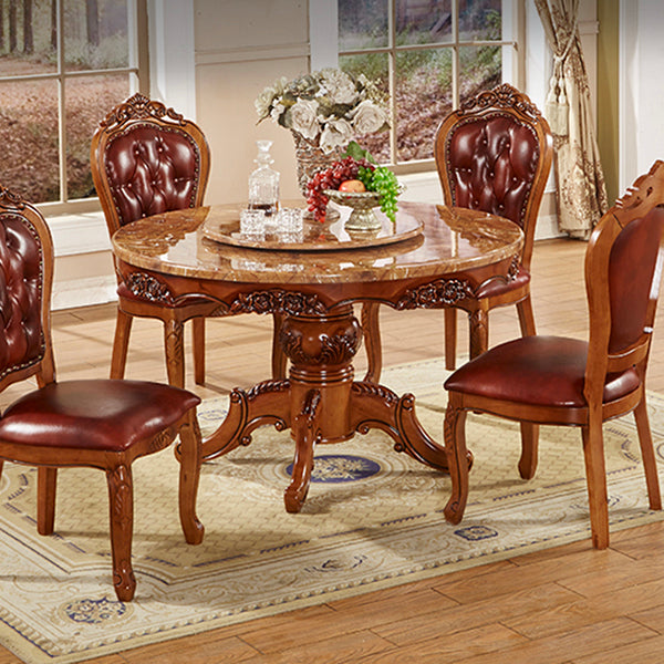 51.18'' Vitoria Round Shape Table Kitchen Dining Table with Pedestal Base Clearhalo ' dining_table' 'Dining Tables & Seating' 'Dining Tables' 'furn' 'furn_dining_table' 'Furniture' 'furniture_dining_table' 'Kitchen & Dining Furniture' 'kitchen&dining_furn' 'kitchen' 'kitchen_dining_table' 4111137